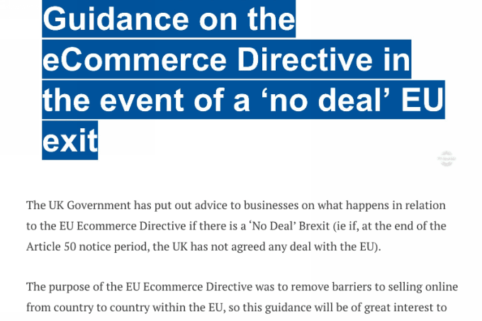 Ecommerce – No Deal Brexit Steerage